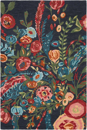 Surya Shindig Collection Sdg-2300 Handmade 2' X 3' Luxurious Viscose & Wool Rug For Elegant Home Decor Midnight Blue Wool,Viscose Sdg2306-23