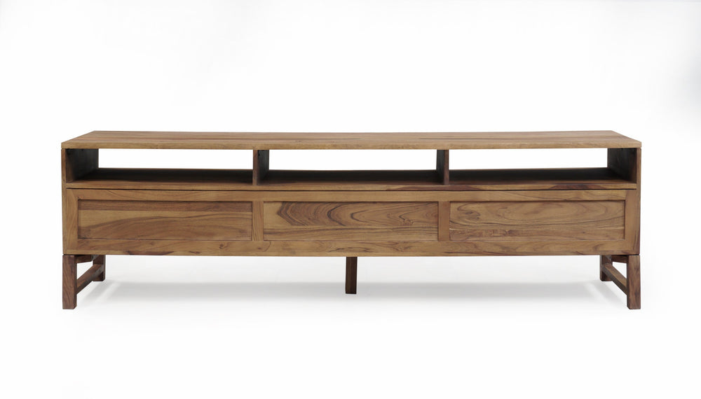 Porter Designs Porter Urban Solid Sheesham Wood Tv Stand - Modern Design, Sustainable, Natural Finish For Home Elegance Brown Wood 06-117-03-1436