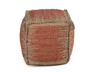 English Elm Steve Silver - Jafar Handwoven Square Jute Pouf in Red – Sustainable 91% Jute Cover, Cotton Lining, Thermocol Fill (21x21x20.75) B081P157399