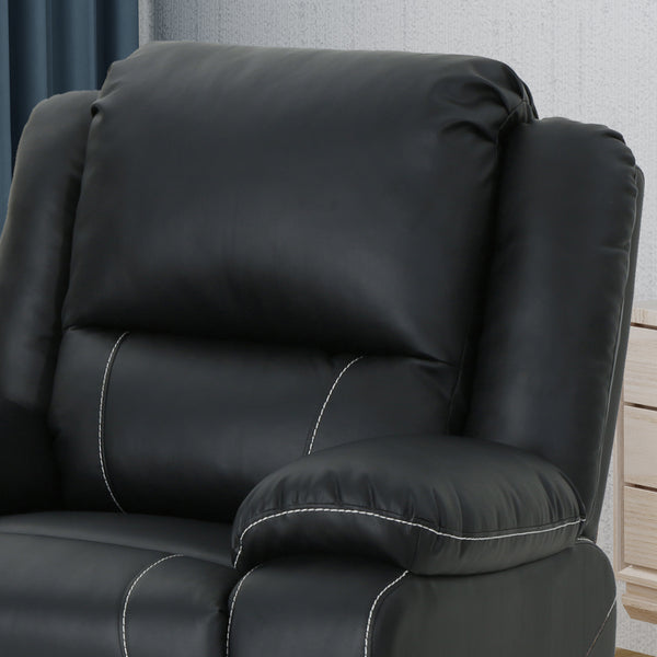 English Elm Christopher Knight Home® - 39" Wide Faux Leather Manual Swivel Recliner with 360° Rotation, Multi-Angle Comfort and Durable PU Finish Black 62814.00BLK