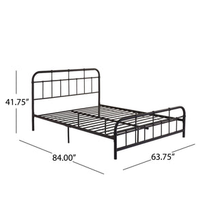English Elm Queen Iron Platform Bed Pipe Style Frame No Box Spring Needed Industrial Loft Bedroom Copper 64072.00HMCOP-Q