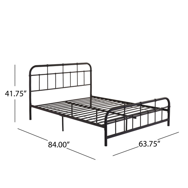 English Elm Queen Iron Platform Bed Pipe Style Frame No Box Spring Needed Industrial Loft Bedroom Copper 64072.00HMCOP-Q