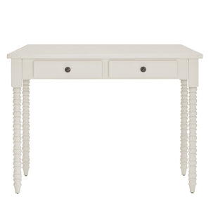 Homelegance By Top-Line Naomi 2-Drawer Helix Legs Office Desk White Rubberwood