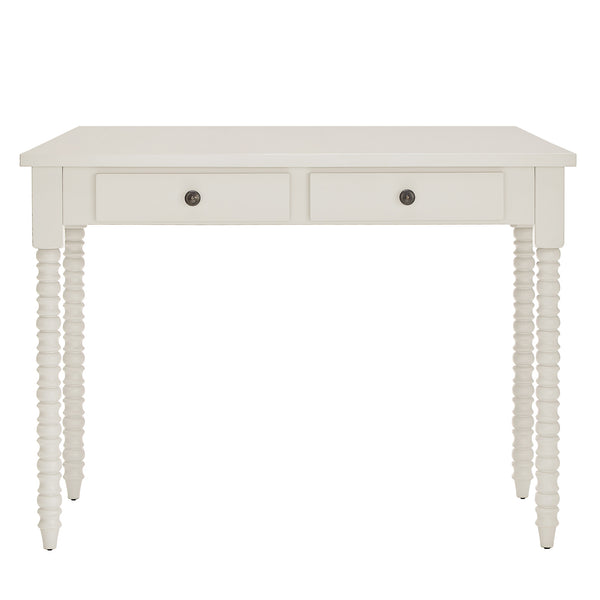 Homelegance By Top-Line Naomi 2-Drawer Helix Legs Office Desk White Rubberwood