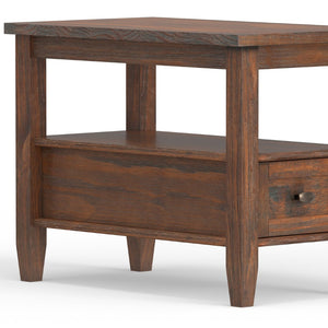 English Elm Warm Shaker Solid Wood 14" Wide Transitional Side Table - Distressed Charcoal Brown, Stylish Storage Solution B136P159660-GIGA