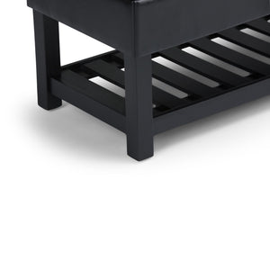 English Elm Saxon - Modern Upholstered Storage Ottoman Bench In Midnight Black With Hidden Storage & Shelf B136P159128-GIGA