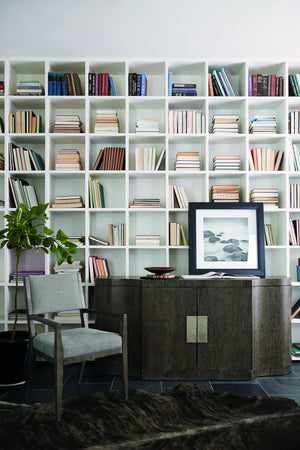 Bernhardt Bernhardt Cerused Charcoal Linea Buffet With Wire-Brushed Oak Grain, Adjustable Shelves, Anti-Tip Kit 384132B