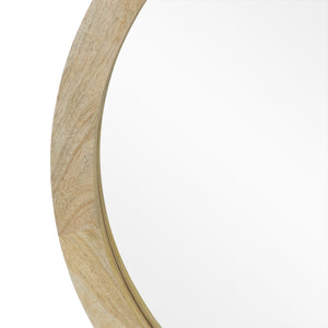 English Elm Christopher Knight Home® - MANGO Round Mango Wood & MDF Mirror 27" Natural Finish — Rustic Wall Accent, Durable Glass Frame 66673.00