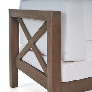 English Elm Brava Outdoor Acacia Wood Club Chair with Slatted Cross-back Mid-century Patio Design 65545.00WHI