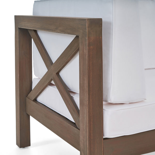 English Elm Brava Outdoor Acacia Wood Club Chair with Slatted Cross-back Mid-century Patio Design 65545.00WHI