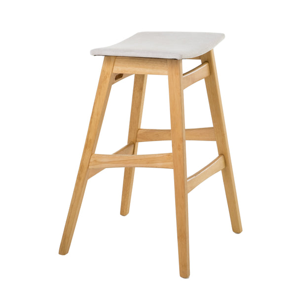 English Elm Christopher Knight Home® - Bar Stool Set Of 2 - Elegant Mid-Century Modern Design With Light Beige Upholstery & Oak Finish 58922.00LBE