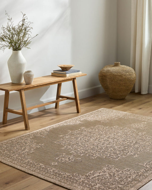 Livabliss Sandra Flatweave Polypropylene Area Rug Machine Woven for Indoor Outdoor High Traffic Spaces Beige, Mustard 5'3" x 7' SDR2300-537