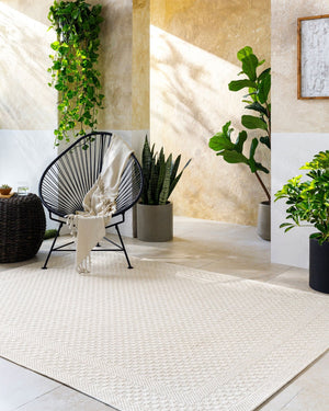Livabliss Sandra Flatweave Polypropylene Area Rug Woven in Turkey for Indoor Outdoor Living Beige, Cream 5'3" x 7' SDR2302-537