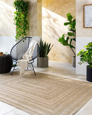 Livabliss Sandra Flatweave Polypropylene Area Rug Turkish Woven for Indoor Outdoor Living Spaces Beige, Mustard 5'3" x 7' SDR2304-537