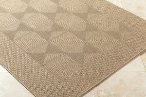 Livabliss Sandra Flatweave Polypropylene Area Rug Turkish Woven for High Traffic Indoor Outdoor Spaces Beige, Mustard 6'7" x 9' SDR2306-679