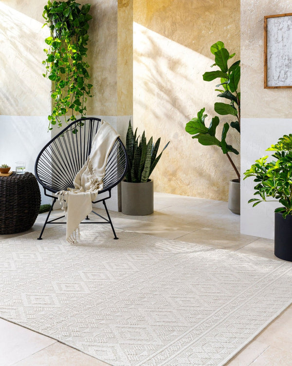 Livabliss Sandra Flatweave Polypropylene Area Rug Turkish Woven Indoor Outdoor Durable Low Pile Beige, Cream 6'7" x 9' SDR2310-679