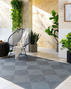 Livabliss Sandra Flatweave Polypropylene Area Rug Turkish Machine Woven for Indoor Outdoor Use Charcoal, Gray 5'3" x 7' SDR2312-537