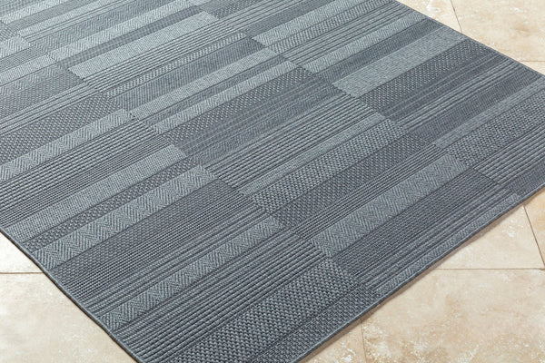 Livabliss Sandra Flatweave Polypropylene Indoor Outdoor Rug Turkish Woven High Traffic Area Charcoal, Gray 7'10" x 10' SDR2314-71010