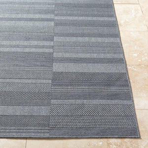 Livabliss Sandra Flatweave Polypropylene Indoor Outdoor Rug Turkish Woven High Traffic Area Charcoal, Gray 7'10" x 10' SDR2314-71010