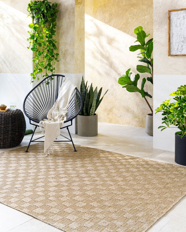 Livabliss Sandra Flatweave Polypropylene Area Rug Turkish Machine Woven Indoor Outdoor Accent Beige, Mustard 5'3" x 7' SDR2315-537