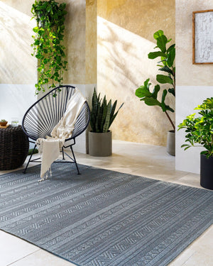 Livabliss Sandra Flatweave Polypropylene Area Rug Turkish Woven Indoor Outdoor Living Room Accent Charcoal, Gray 5'3" x 7' SDR2321-537