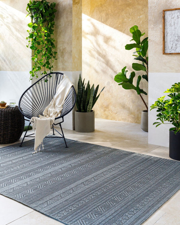 Livabliss Sandra Flatweave Polypropylene Area Rug Turkish Woven Indoor Outdoor Living Room Accent Charcoal, Gray 5'3" x 7' SDR2321-537