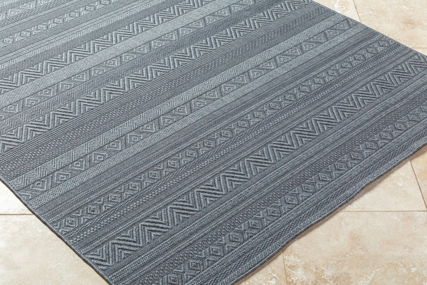 Livabliss Sandra Flatweave Polypropylene Area Rug Turkish Woven Indoor Outdoor Living Room Accent Charcoal, Gray 5'3" x 7' SDR2321-537