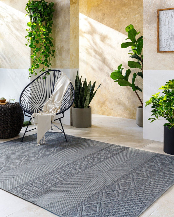 Livabliss Sandra Flatweave Polypropylene Area Rug Turkish Woven for Indoor Outdoor Living Spaces Charcoal, Gray 7'10" x 10' SDR2322-71010