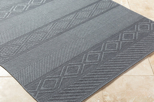 Livabliss Sandra Flatweave Polypropylene Area Rug Turkish Woven for Indoor Outdoor Living Spaces Charcoal, Gray 7'10" x 10' SDR2322-71010