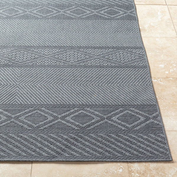 Livabliss Sandra Flatweave Polypropylene Area Rug Turkish Woven for Indoor Outdoor Living Spaces Charcoal, Gray 7'10" x 10' SDR2322-71010