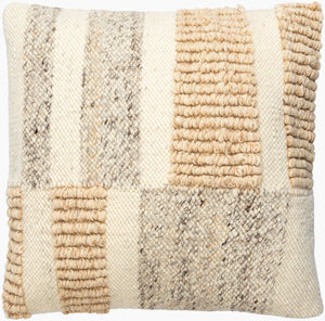 Surya Sand Dunes Accent Pillow - 18"X18" Cozy Wool & Cotton Decorative Cushion For Home Charm & Comfort Beige Wool,Cotton,Cotton Sdu001-1818