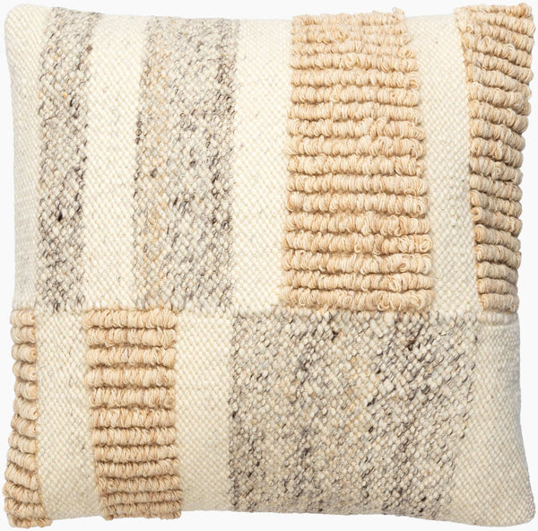 Surya Sand Dunes Accent Pillow - 18"X18" Cozy Wool & Cotton Decorative Cushion For Home Charm & Comfort Beige Wool,Cotton,Cotton Sdu001-1818