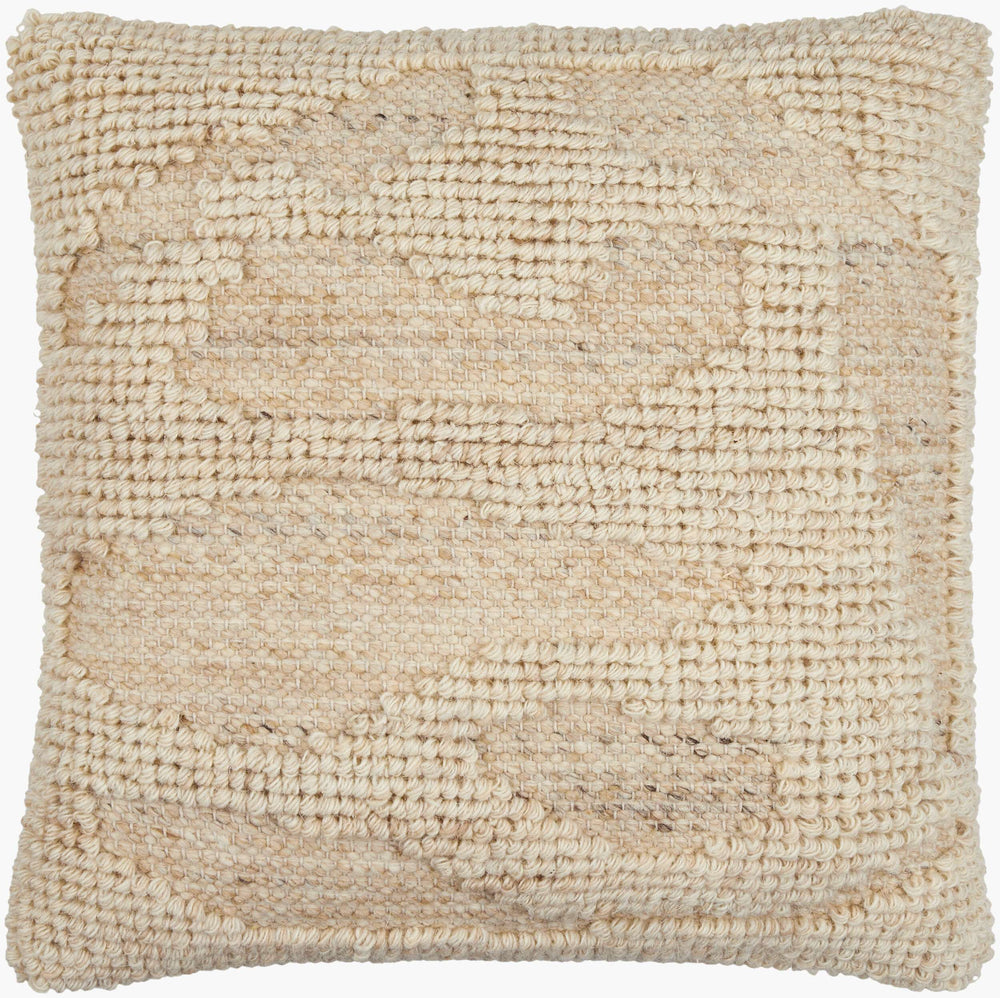 Surya Sand Dunes Accent Pillow - 18"X18" Cozy Wool & Cotton Decorative Cushion For Home Charm & Comfort Beige Wool,Cotton,Cotton Sdu002-2222