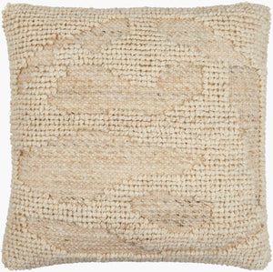 Surya Sand Dunes Accent Pillow - 18"X18" Cozy Wool & Cotton Decorative Cushion For Home Charm & Comfort Beige Wool,Cotton,Cotton Sdu002-2222