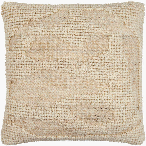 Surya Sand Dunes Accent Pillow - 18"X18" Cozy Wool & Cotton Decorative Cushion For Home Charm & Comfort Beige Wool,Cotton,Cotton Sdu002-2222