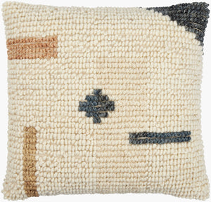 Surya Sand Dunes Accent Pillow - 18"X18" Cozy Wool & Cotton Decorative Cushion For Home Charm & Comfort Beige Wool,Cotton,Cotton Sdu003-2222d