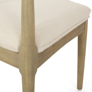 English Elm Dining Chair Set of Two Rubberwood Upholstered Seats Mid-century Modern Open Back Style Ivory 74526.00IVR
