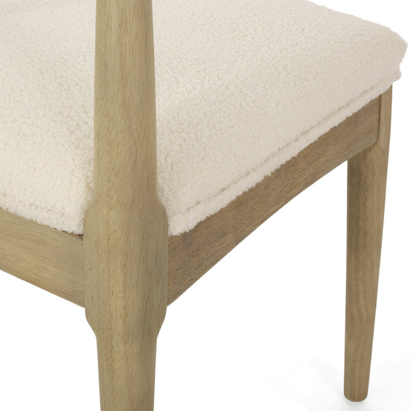 English Elm Dining Chair Set of Two Rubberwood Upholstered Seats Mid-century Modern Open Back Style Ivory 74526.00IVR