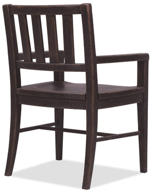 Hooker Furniture Driftwood Rustic Splatback Arm Chair With Solid Oak Frame, Buckboard Finish For Farmhouse Dining Blacks 6820-75301-99