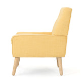 Christopher Knight Home® - Noble House - Eilidh Mid-Century Modern Button Tufted Fabric Chair, Muted Yellow and Natural