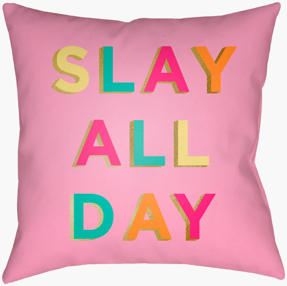 Livabliss Slay All Day Woven Polyester Square Accent Pillow Graphic Contemporary Sofa Decor SDY001-1616