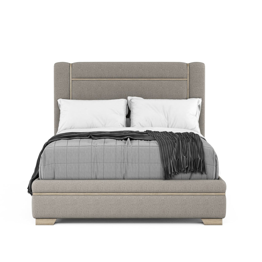 A.R.T. Furniture North Side California King Upholstered Platform Bed - Transitional Shale Finish, Stylish Comfort & Support Gray Parrawood Solids,Quarter Figured,Fiddle Ash Veneer,Foam,Fabric 269127-2556