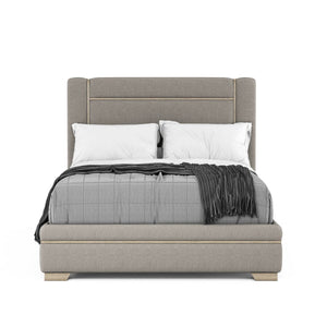 A.R.T. Furniture North Side Queen Upholstered Panel Bed - Luxurious Transitional Design With True Platform Support Gray Parrawood Solids,Quarter Figured,Fiddle Ash Veneer,Foam,Fabric 269125-2556