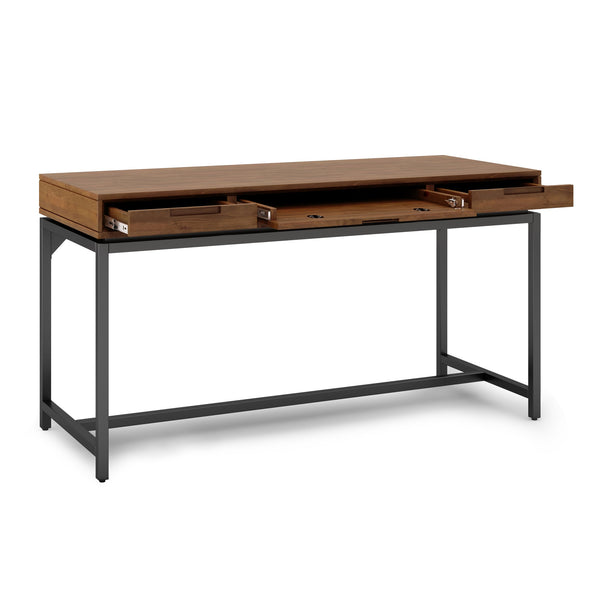 English Elm Banting Mid-Century Desk In Medium Saddle Brown - Stylish Storage With Modern Industrial Flair B136P158457