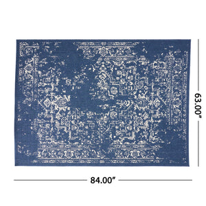 English Elm Christopher Knight Home® - 7'x5'3" Blue Polypropylene Area Rug — 100% Durable Low-Pile Handcrafted Design, 4mm Pile 72342.00