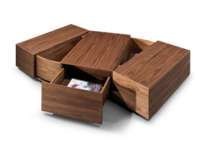 VIG Furniture Leslie Walnut Coffee Table With Three Storage Compartments, Fully Assembled, Rectangular 47"W X30"D X13"H VGWCSE092A-WAL