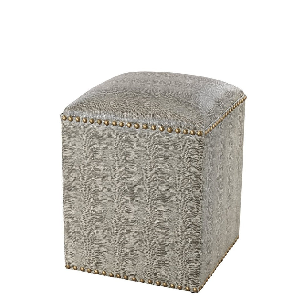 Atlas Beaufort Point Bench - Stylish Grey Faux Shagreen Storage Seat for Entryways & Small Spaces SE11003-01