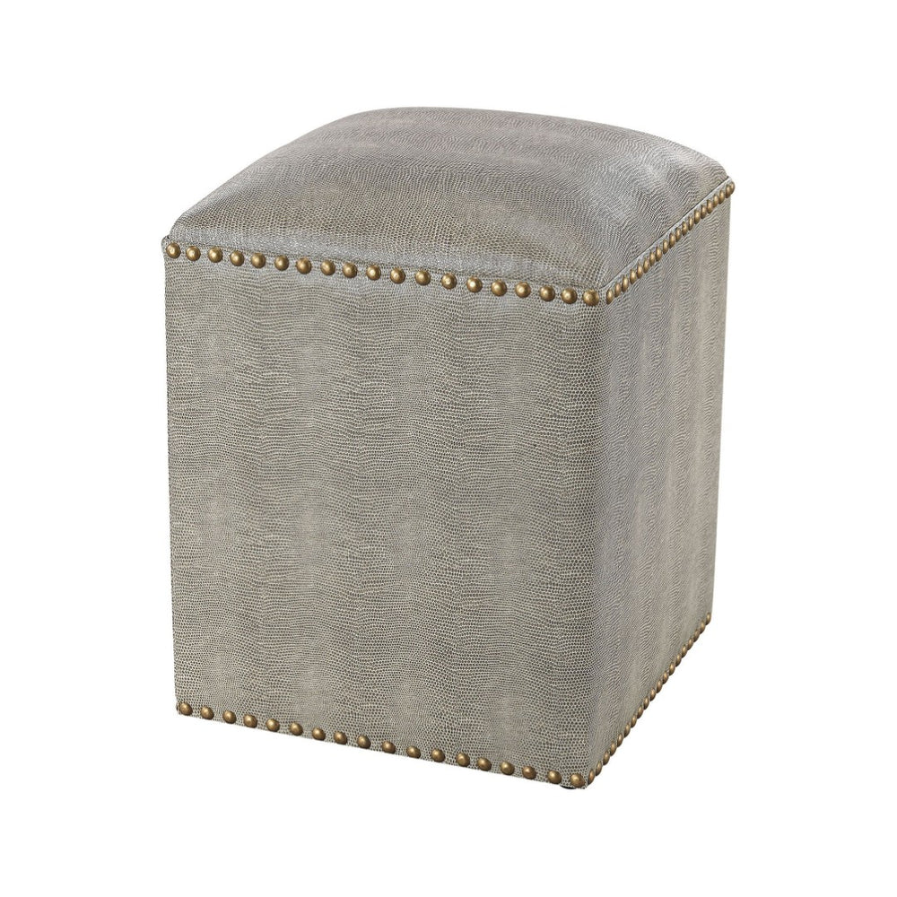 Atlas Beaufort Point Bench - Stylish Grey Faux Shagreen Storage Seat for Entryways & Small Spaces SE11003-01