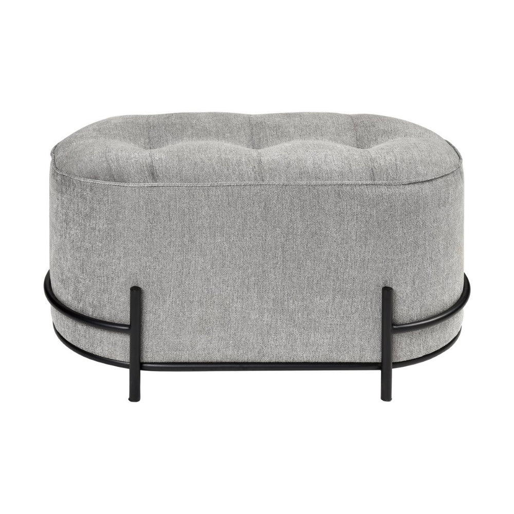 Atlas Brida Ottoman - Modern-Luxe Grey Velvet Footrest with Stylish Oval Design & Sturdy Iron Base SE11007-01