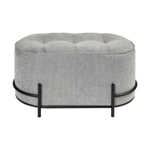 Atlas Brida Ottoman - Modern-Luxe Grey Velvet Footrest with Stylish Oval Design & Sturdy Iron Base SE11007-01